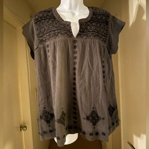 Lucky Brand Brown and Black Patterned Top - Size M
